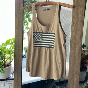 Brandy Melville Faux Suede American Flag Tank OS